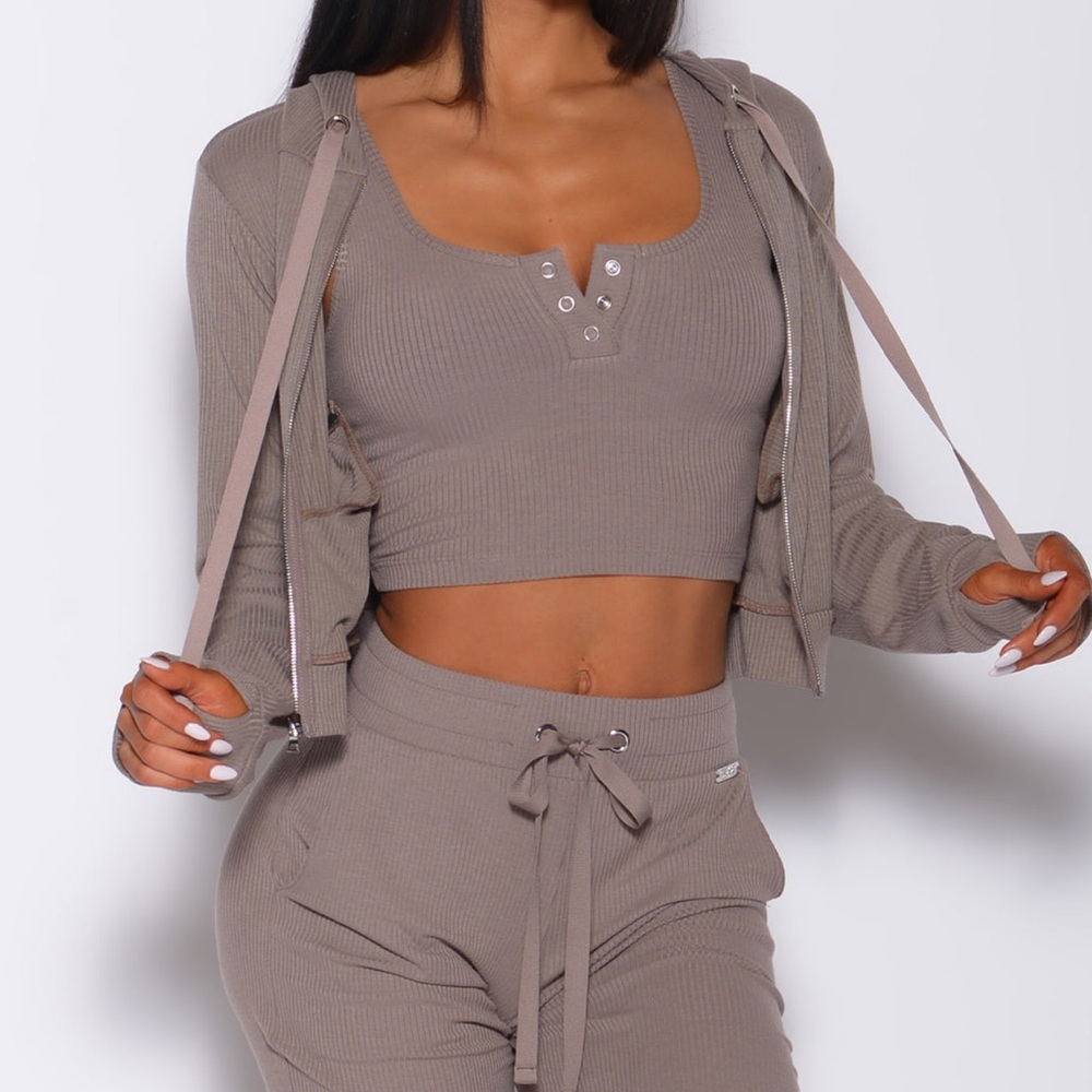 Bombshell Sportswear Taupe Ribbed jacket